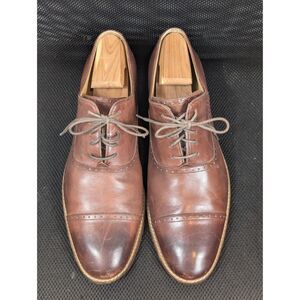 Cole Haan Grand OS Cambridge Cap Toe Oxford Brown Leather Shoes Men's Size 10M